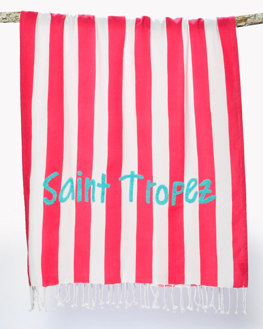 Honeycomb Fouta SAINT TROPEZ FUNKY - 100% Cotton & Tufted Lettering 90×190 cm
