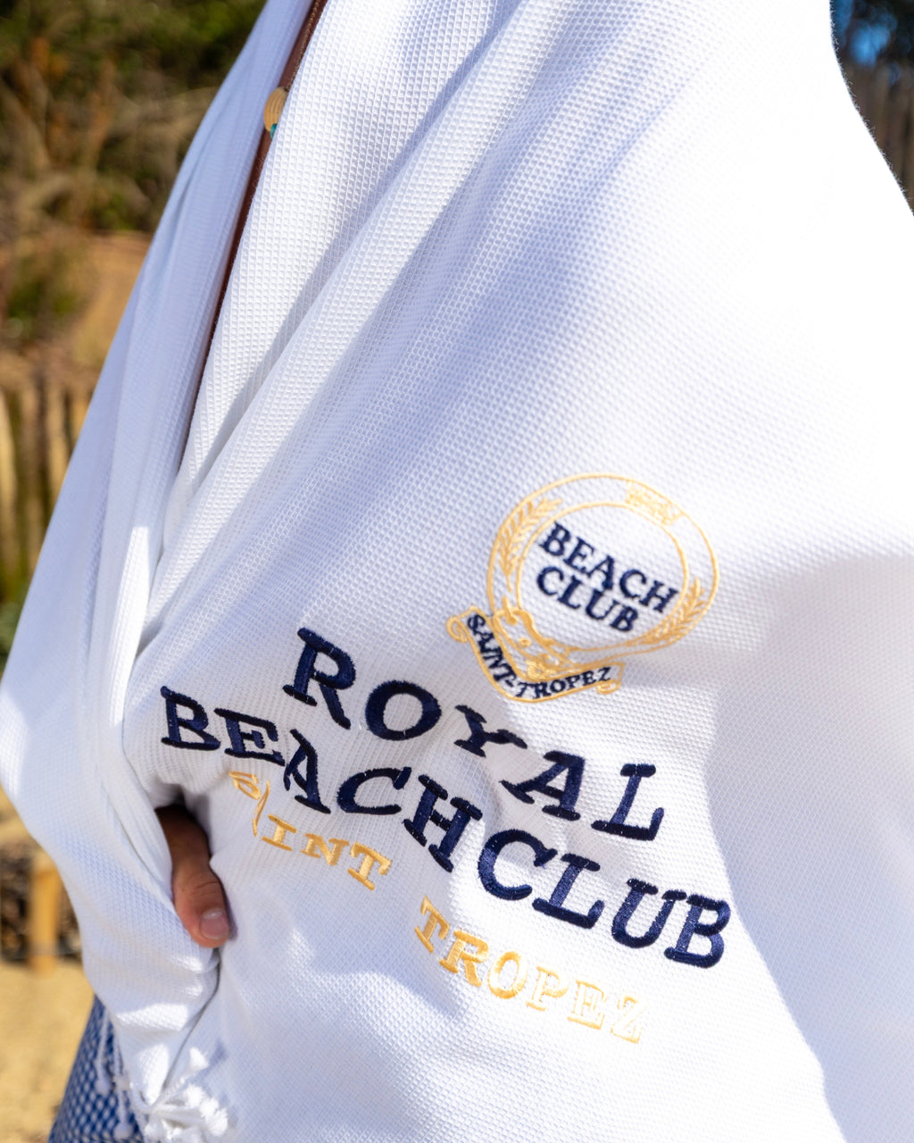 Honeycomb Fouta Embroidered ROYAL BEACH CLUB - 100% Premium Cotton 90×190 cm
