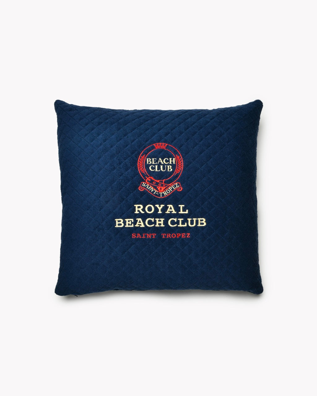 ROYAL BEACH CLUB Cushion 100% Embroidered Velvet Cotton | 50×50 cm