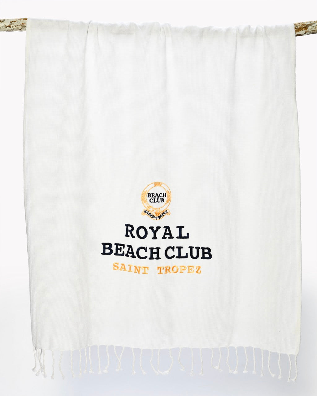Honeycomb Fouta Embroidered ROYAL BEACH CLUB - 100% Premium Cotton 90×190 cm