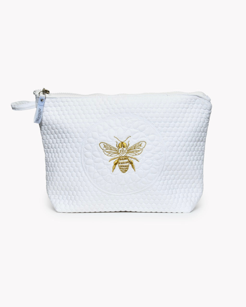 MAYA Embroidered Bee Toiletry Bag - Large Model 100% Quilted Cotton | 30×20×9 cm