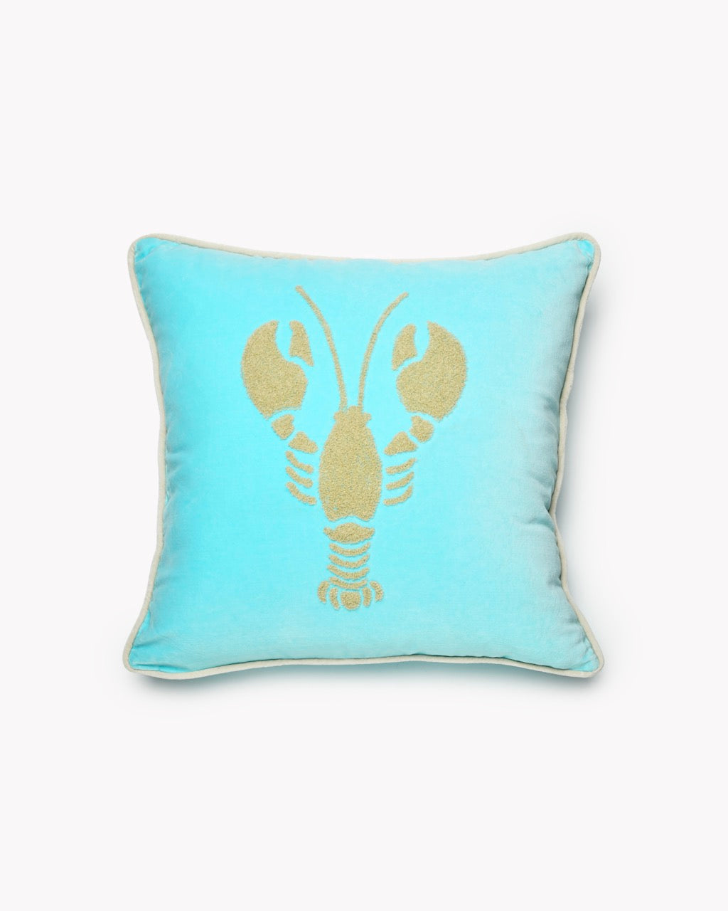 Coussin Velours Homard Tufté