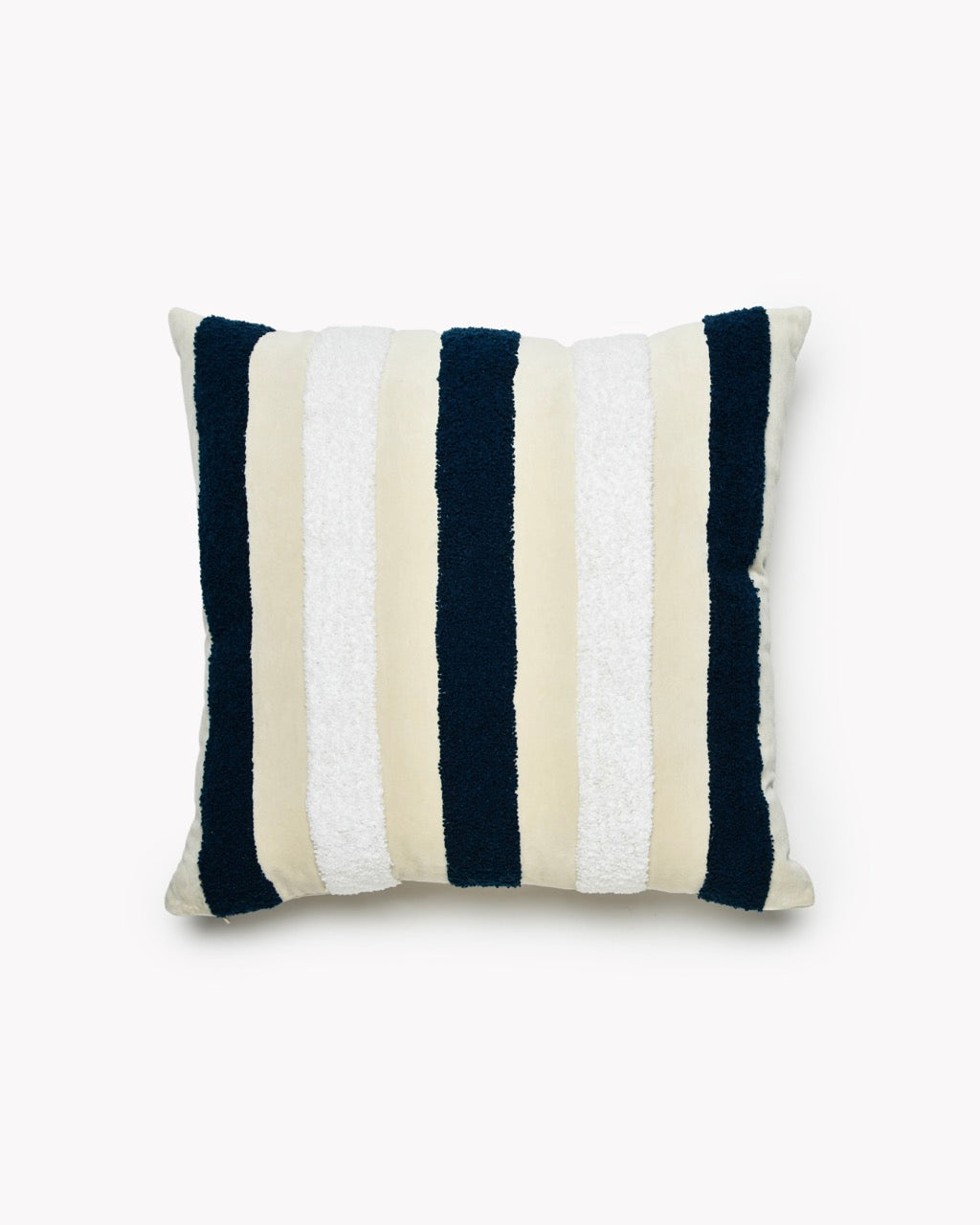 RAYURES Cushion 100% Cotton Velvet Tufted Navy Oyster White 50x50 cm