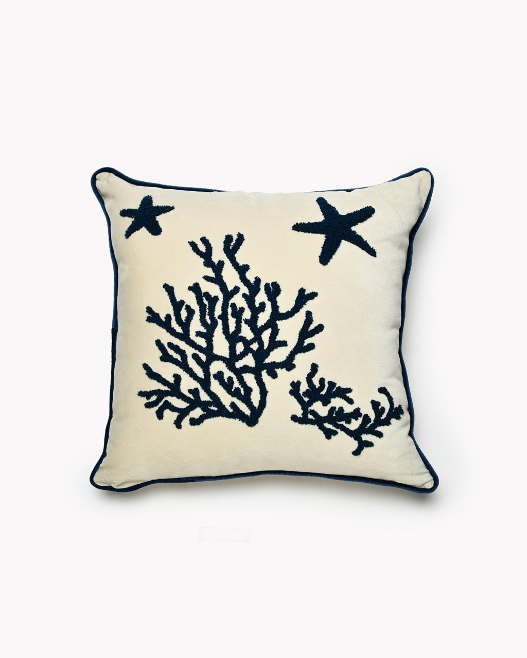 Coussin Velours Étoile Corail