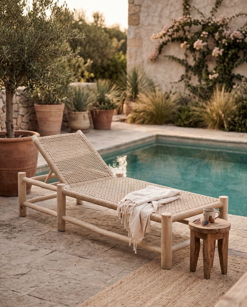 Bain de soleil en bois & corde tressée – fait main - Marinette Saint - Tropez