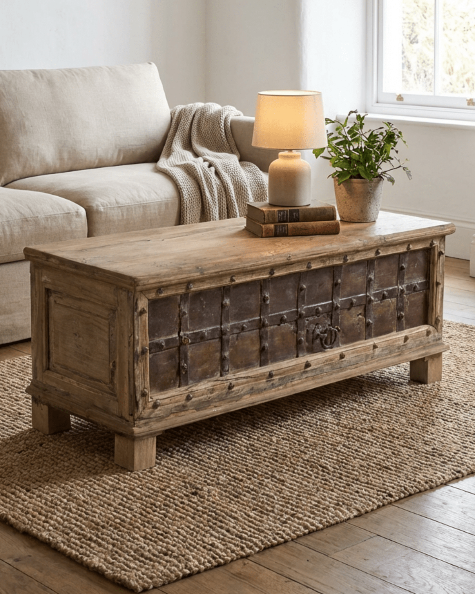 Coffre ancien en bois et métal – pièce unique - Marinette Saint - Tropez