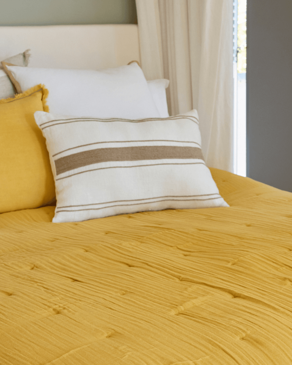 Coussin Rectangle Lin PAVILLON Tissé Rayures - Marinette Saint-Tropez