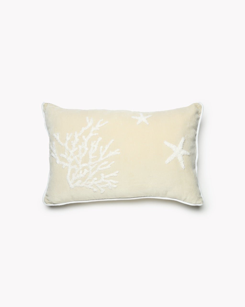Coussin Rectangle Velours Coraux & Étoiles de Mer - Marinette Saint-Tropez