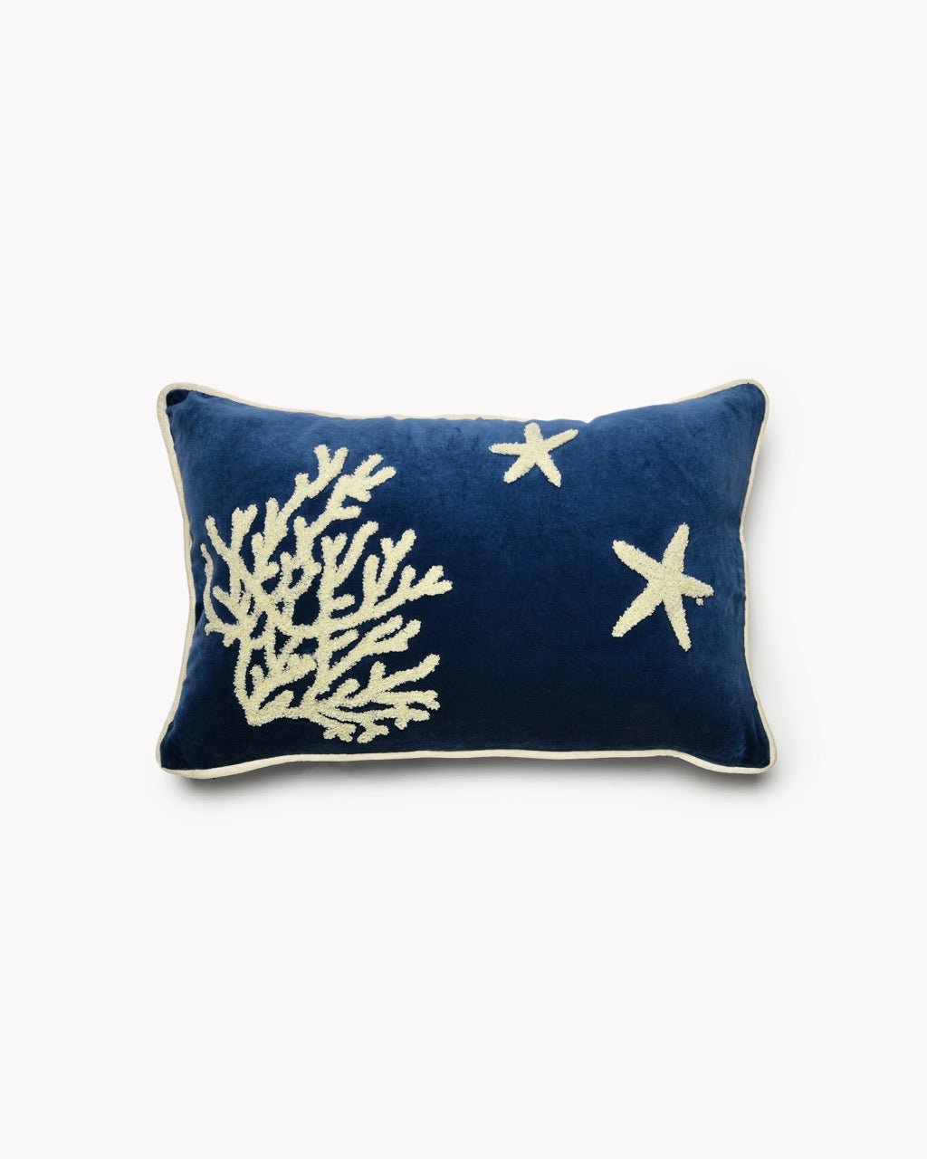 Coussin Rectangle Velours Coraux & Étoiles de Mer - Marinette Saint-Tropez