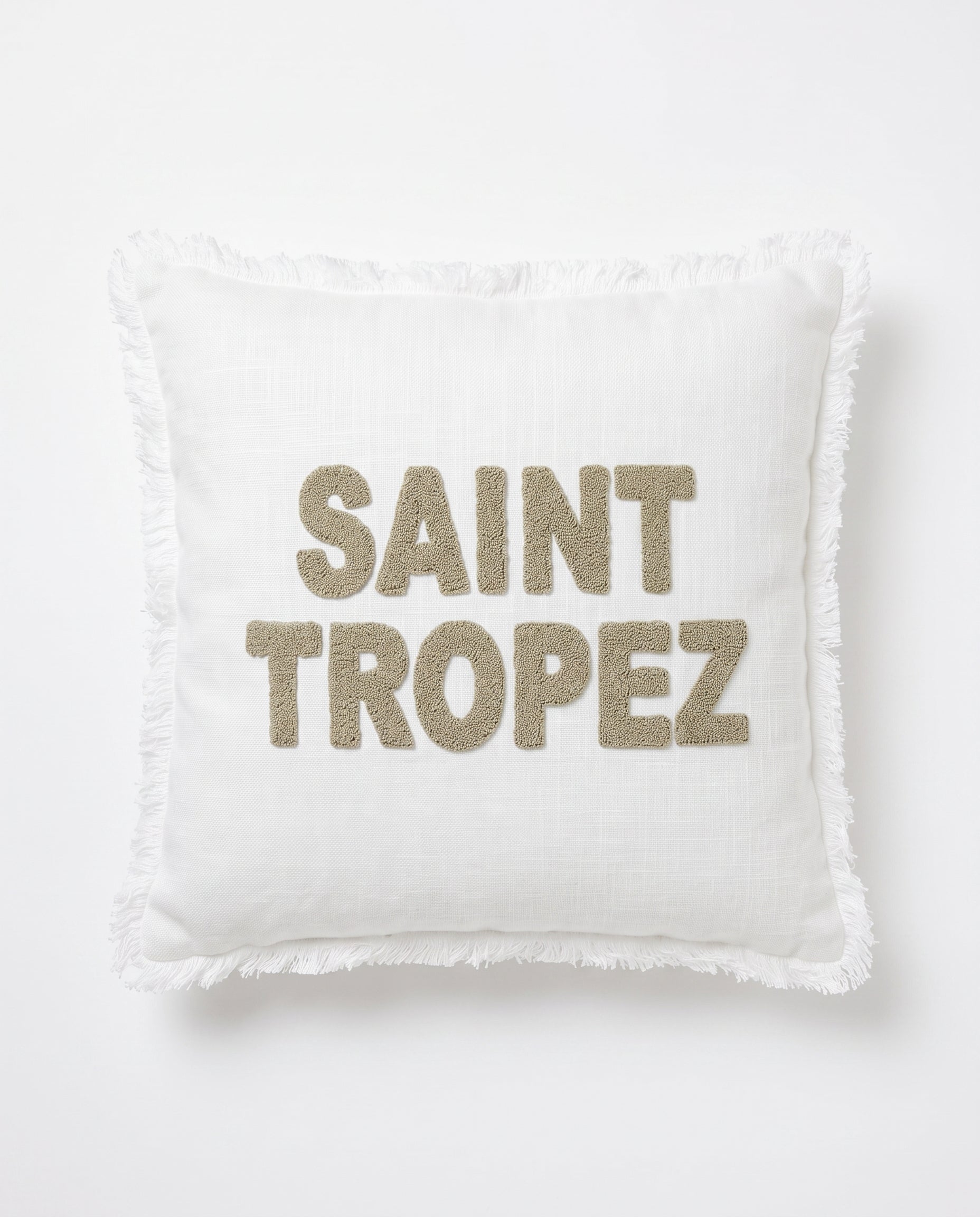 SAINT TROPEZ Cushion 100% Cotton Velvet Tufted 50×50 cm Navy & Oyster