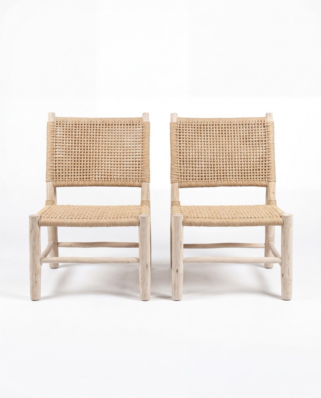 Ensemble salon en bois & corde tressée – 4 pièces (fait main) - Marinette Saint - Tropez