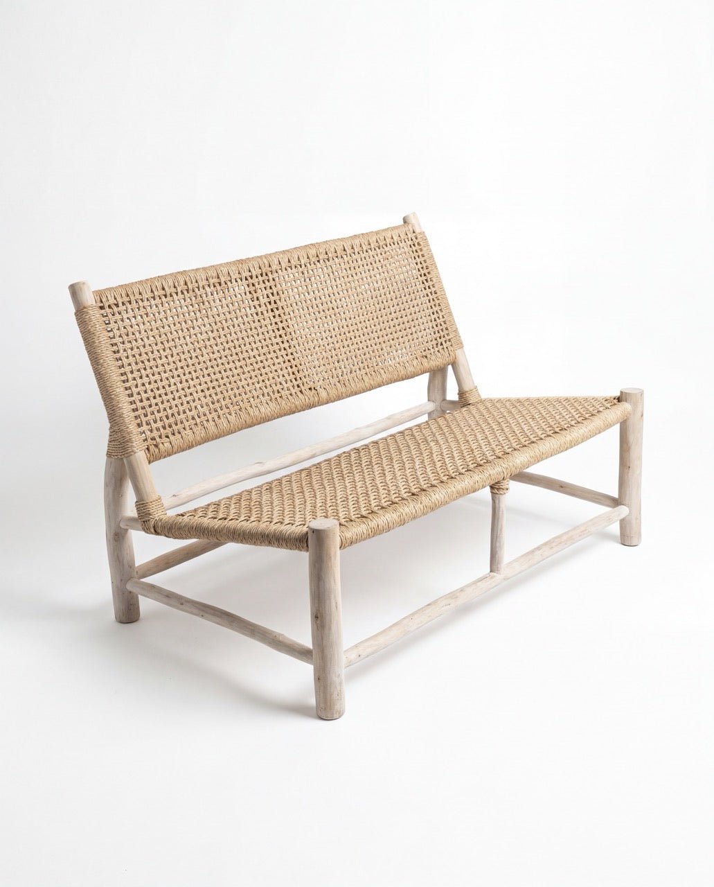 Ensemble salon en bois & corde tressée – 4 pièces (fait main) - Marinette Saint - Tropez