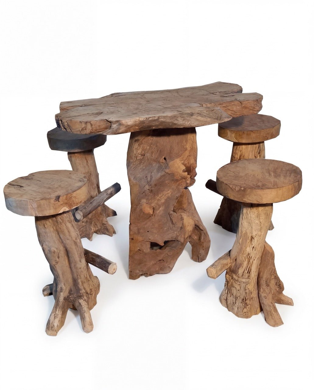 Ensemble table haute & 4 tabourets en bois massif – pièce artisanale - Marinette Saint - Tropez