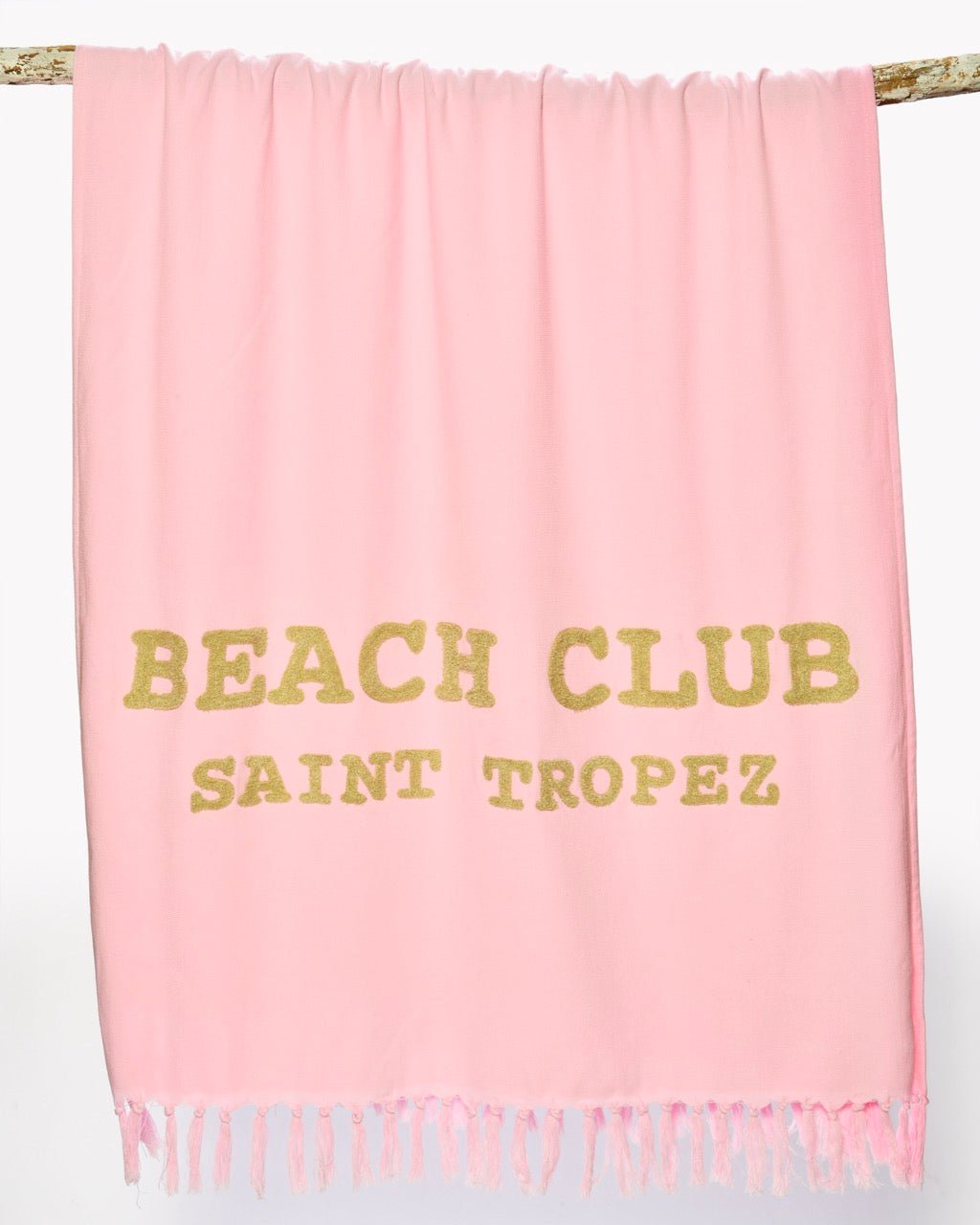 Fouta Éponge BEACH CLUB Saint Tropez - 100% Coton Lettrage Tufté 90×190 cm - Marinette Saint - Tropez