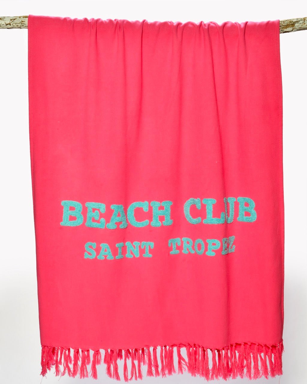 Fouta Éponge BEACH CLUB Saint Tropez - 100% Coton Lettrage Tufté 90×190 cm - Marinette Saint - Tropez