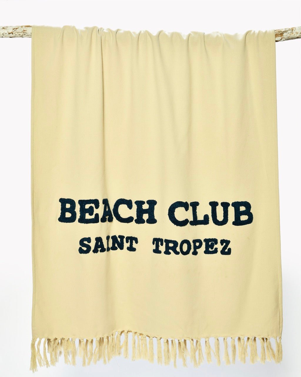 Fouta Éponge BEACH CLUB Saint Tropez - 100% Coton Lettrage Tufté 90×190 cm - Marinette Saint - Tropez