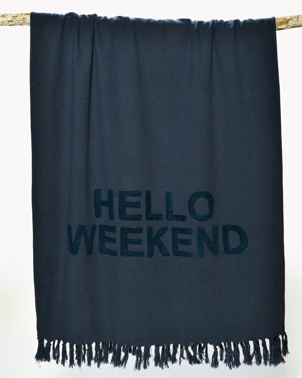 Fouta Éponge HELLO WEEKEND - 100% Coton Lettrage Tufté 90×190 cm - Marinette Saint - Tropez