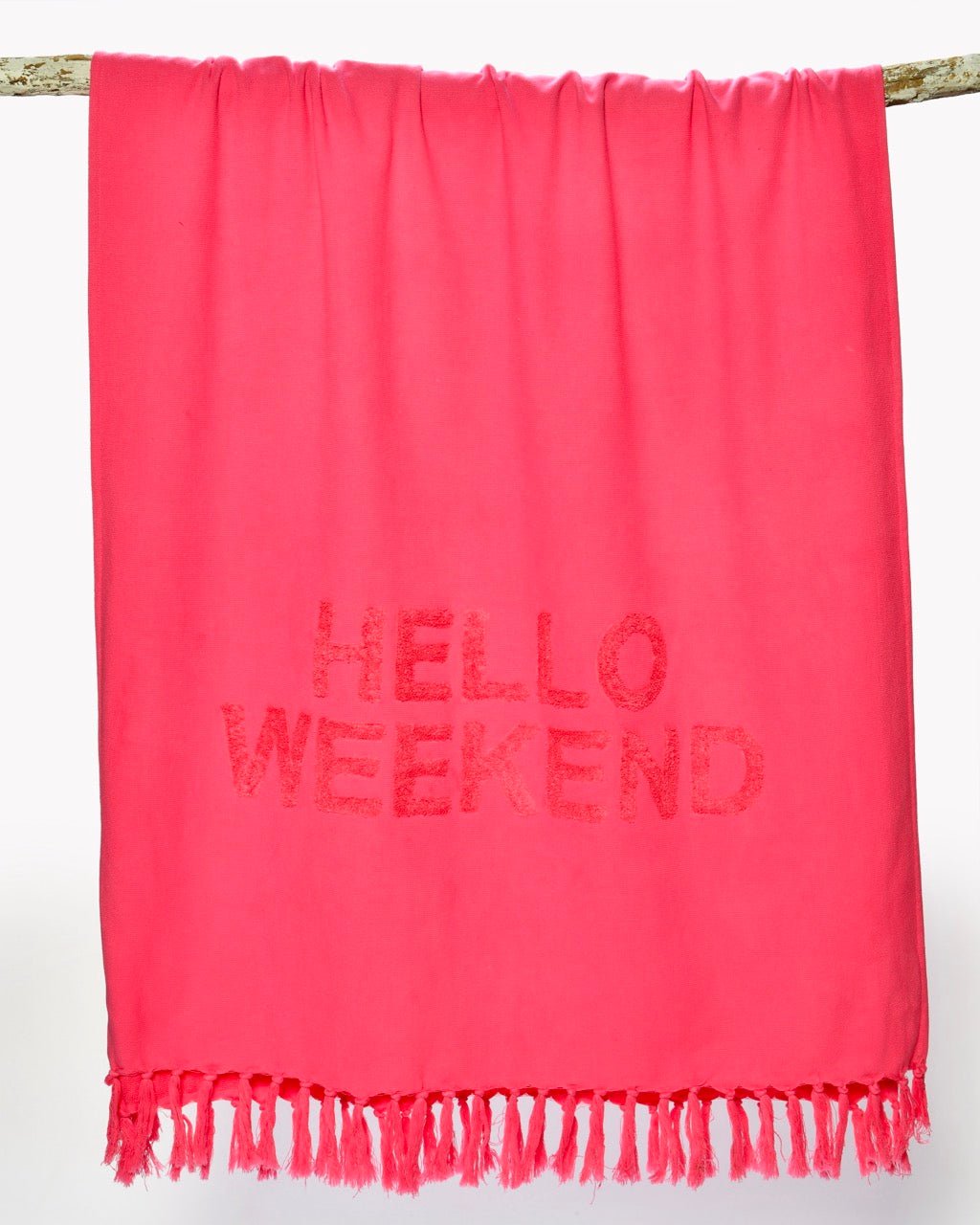 Fouta Éponge HELLO WEEKEND - 100% Coton Lettrage Tufté 90×190 cm - Marinette Saint - Tropez