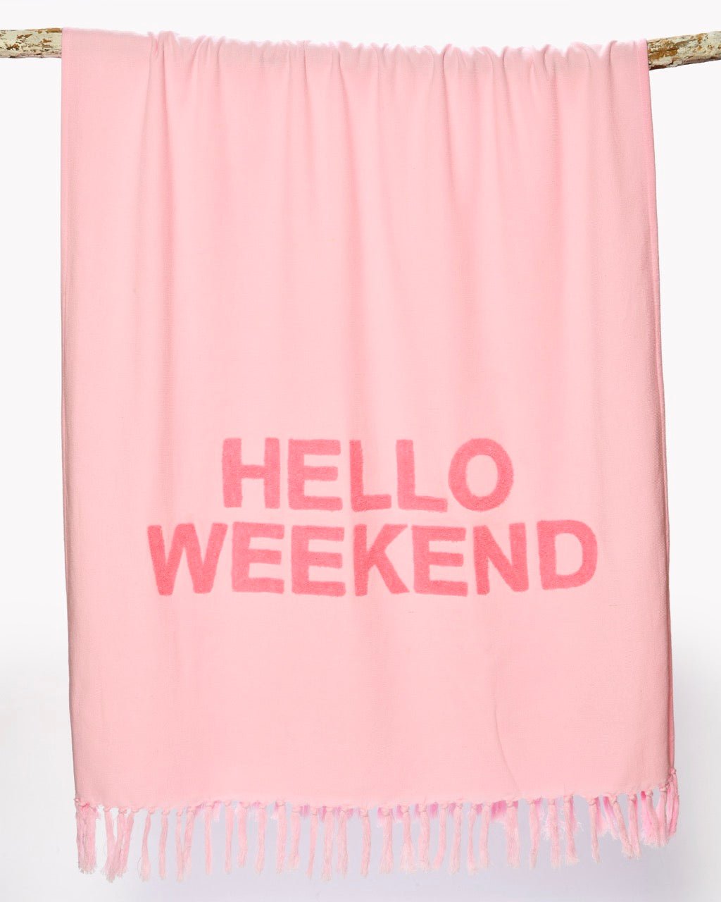 Fouta Éponge HELLO WEEKEND - 100% Coton Lettrage Tufté 90×190 cm - Marinette Saint - Tropez