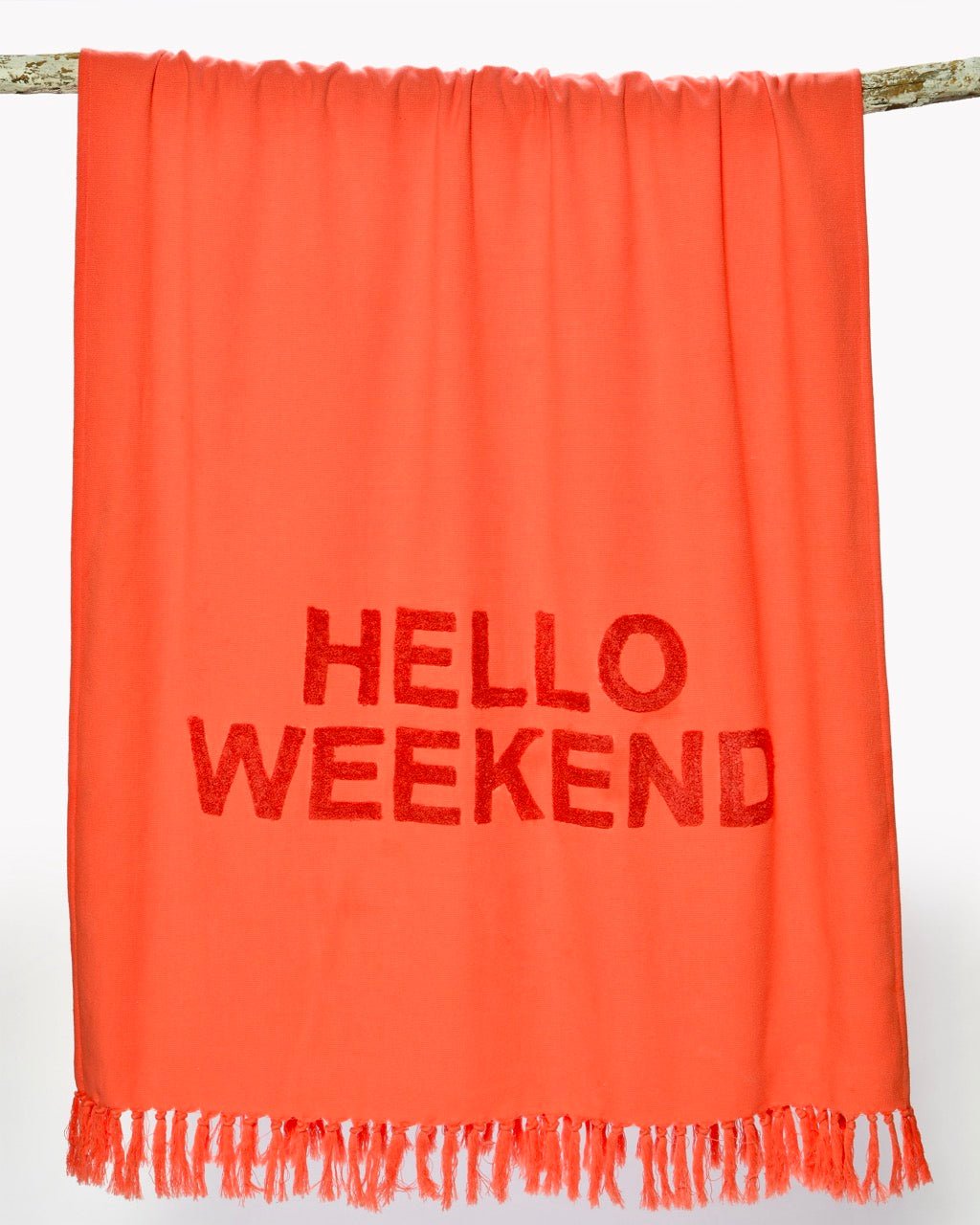 Fouta Éponge HELLO WEEKEND - 100% Coton Lettrage Tufté 90×190 cm - Marinette Saint - Tropez