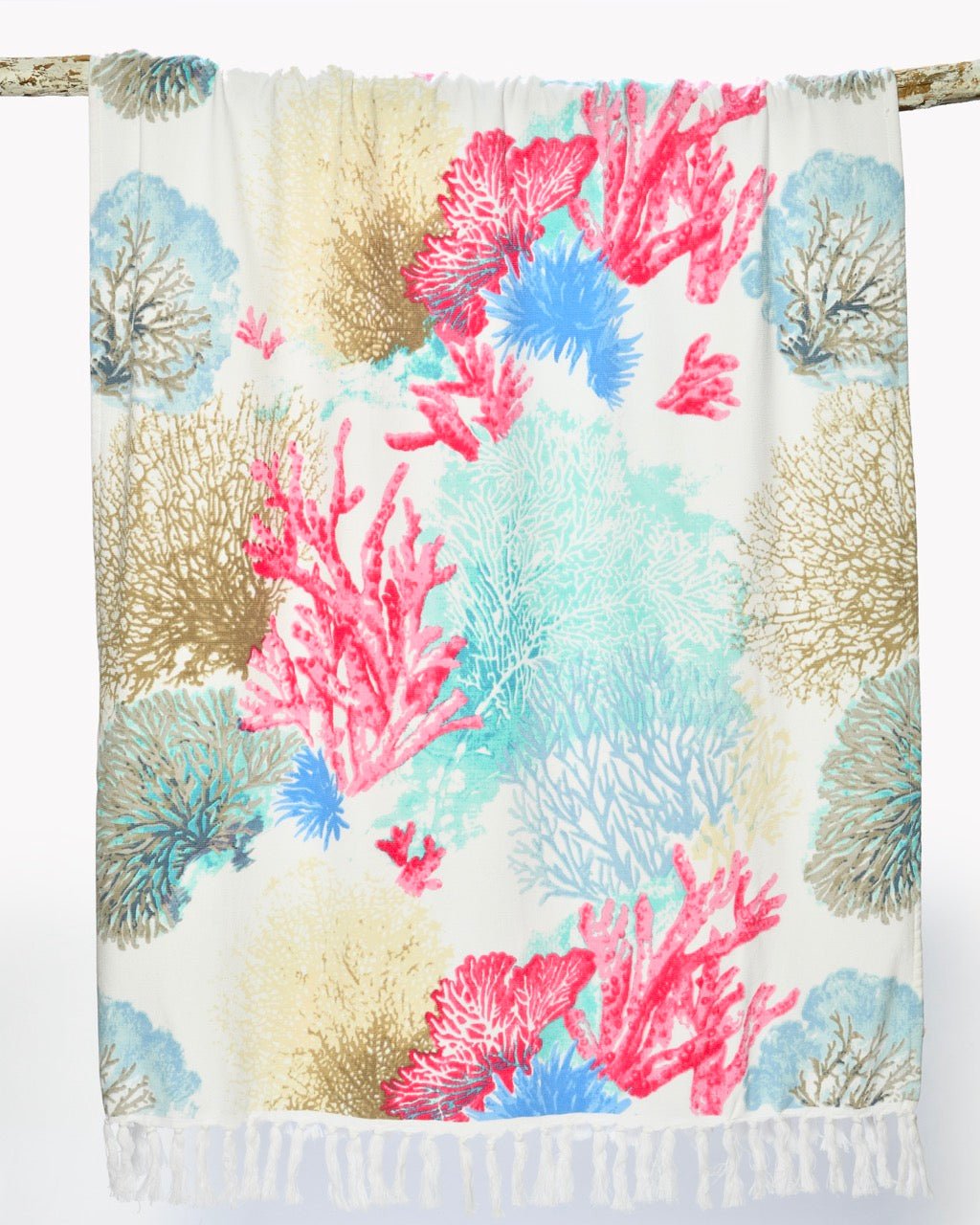 Fouta Éponge MALDIVES - 100% Coton Imprimé Coraux 90×190 cm - Marinette Saint - Tropez