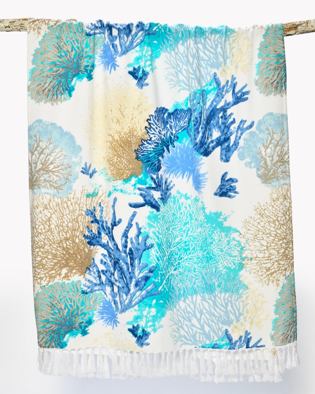 Fouta Éponge MALDIVES - 100% Coton Imprimé Coraux 90×190 cm - Marinette Saint - Tropez