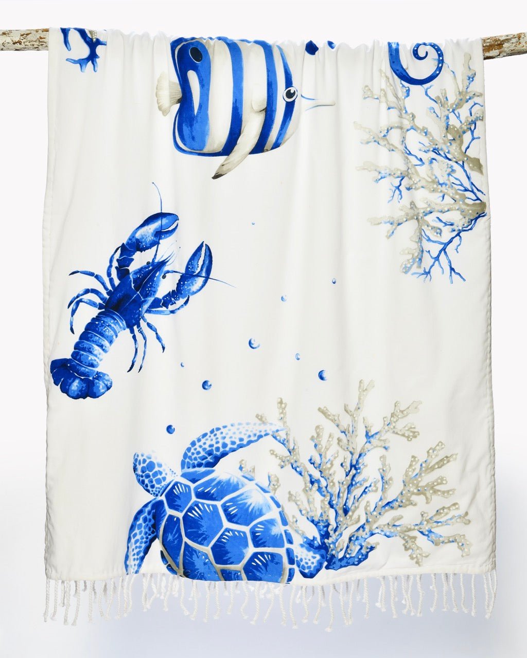 Fouta Luxe OCEANO 100% Coton Voile & Éponge Réversible 90×190 cm - Marinette Saint - Tropez