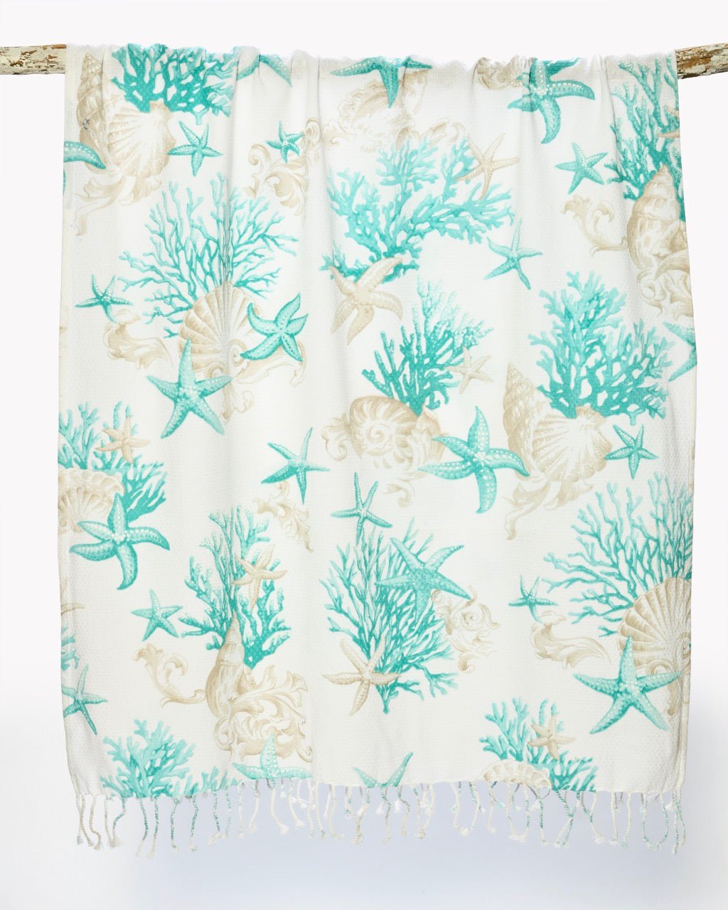 Fouta Nid d'Abeille SARDAIGNE - 100% Coton Imprimé Marin 90×190 cm - Marinette Saint - Tropez