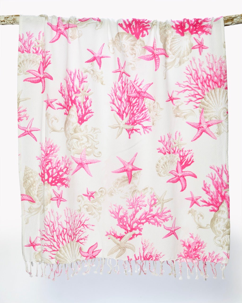 Fouta Nid d'Abeille SARDAIGNE - 100% Coton Imprimé Marin 90×190 cm - Marinette Saint - Tropez