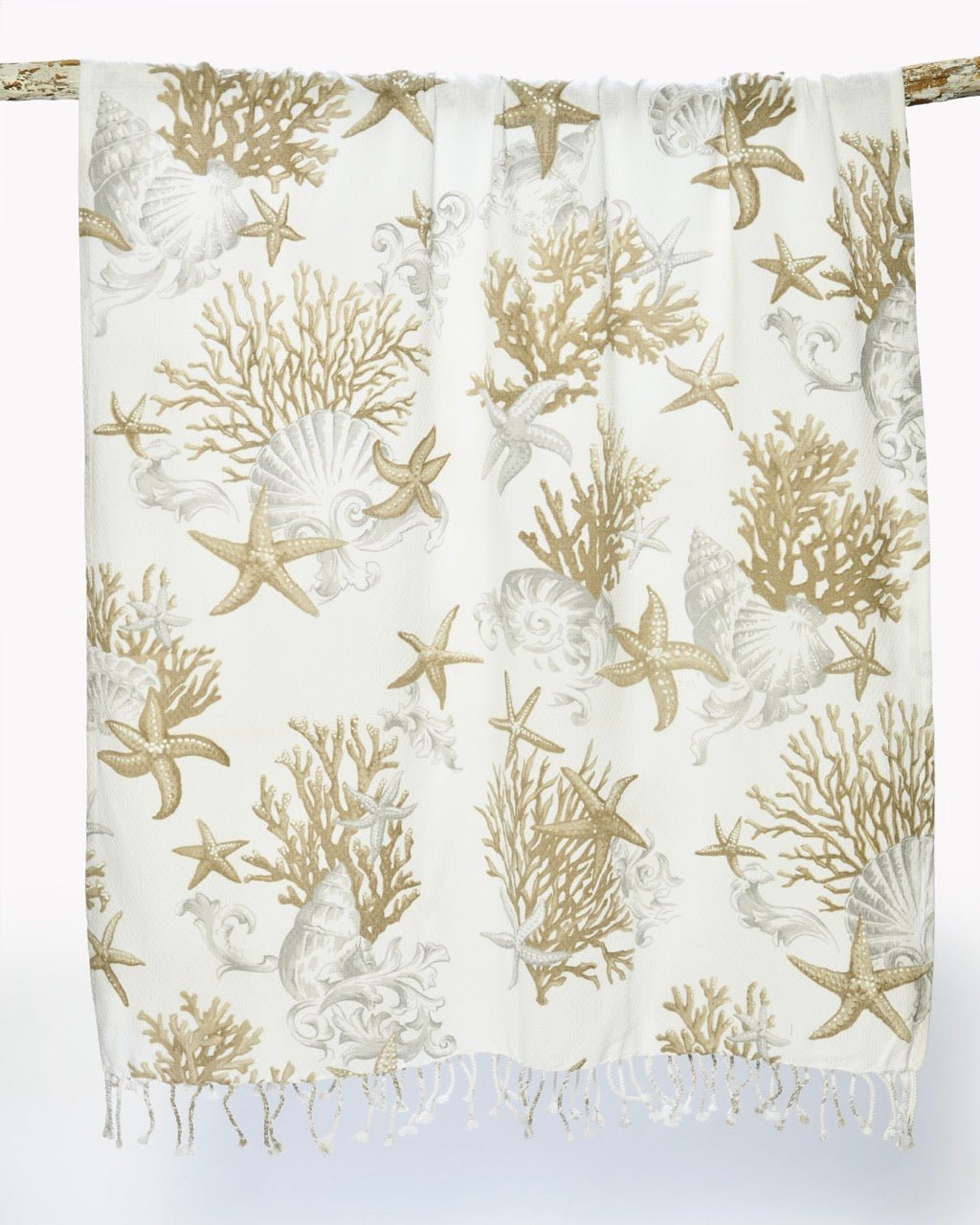 Fouta Nid d'Abeille SARDAIGNE - 100% Coton Imprimé Marin 90×190 cm - Marinette Saint - Tropez