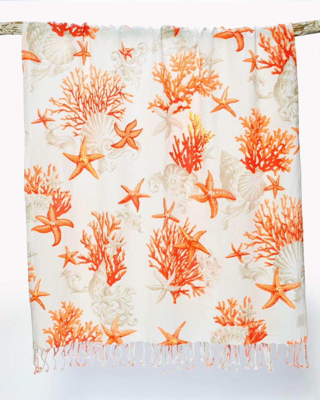 Fouta Nid d'Abeille SARDAIGNE - 100% Coton Imprimé Marin 90×190 cm - Marinette Saint - Tropez