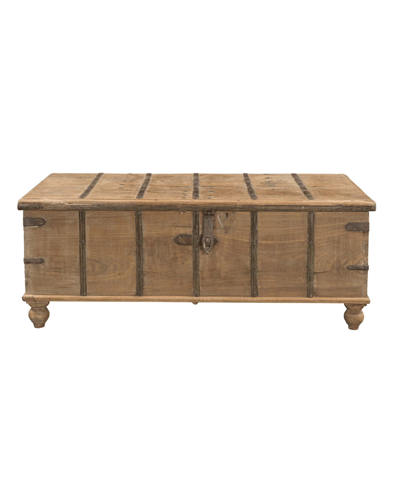 Malle ancienne en bois et ferronnerie - Marinette Saint - Tropez