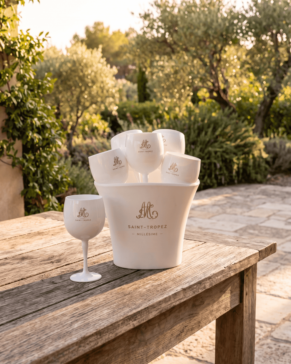 Pack Seau & 6 Verres Piscine — Millesime PM - Marinette Saint-Tropez