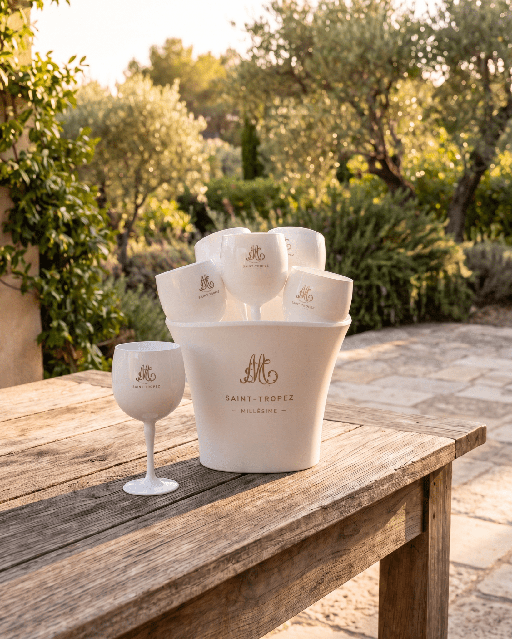 Pack Seau & 6 Verres Piscine — Millesime PM - Marinette Saint-Tropez