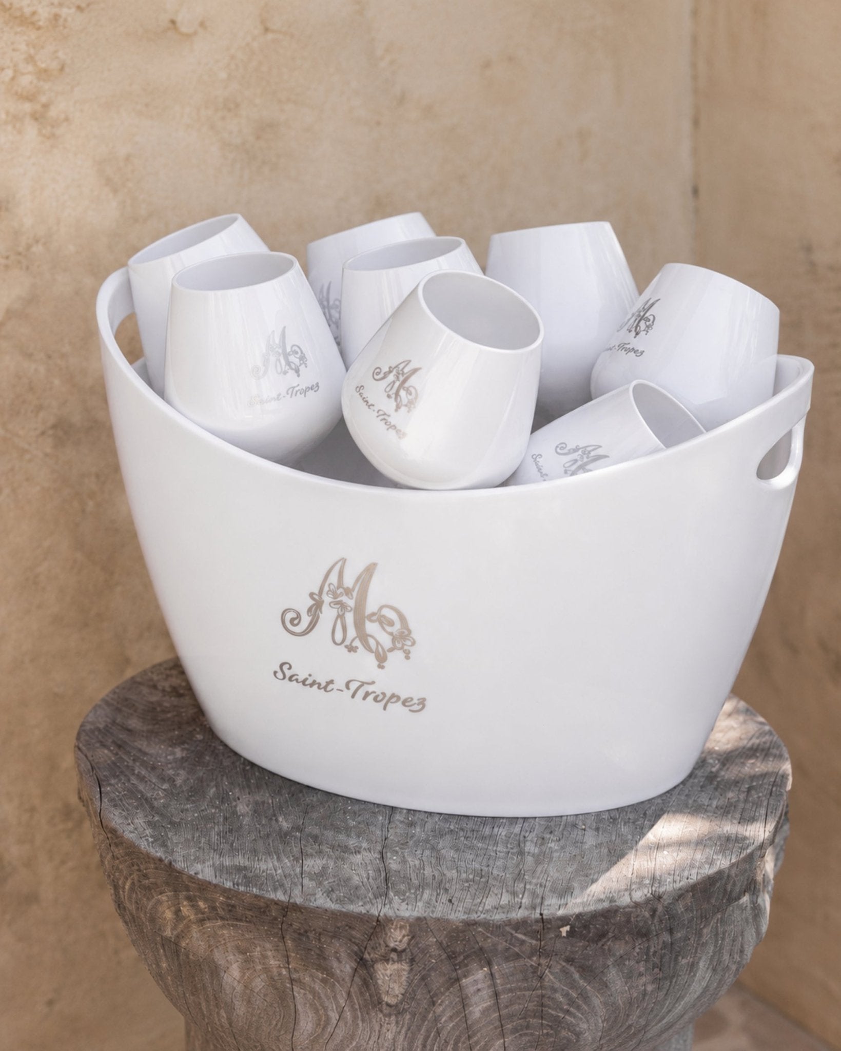 Pack Seau & 8 Verres — Fleur 12L - Marinette Saint - Tropez