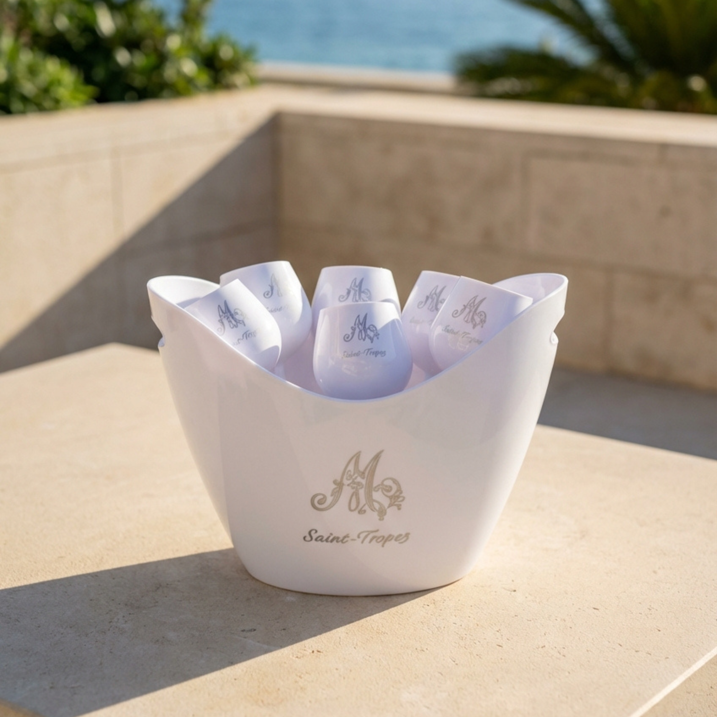 Pack seaux Marinette Saint-Tropez 8L + 6 verres 40cl Silver design élégant