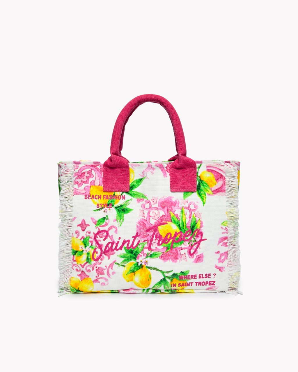Sac de Plage Dolce Vita - Moyen Modèle Imprimé Citrons & Azulejos 100% Coton, 28×24×15 cm - 2 Coloris - Marinette Saint - Tropez