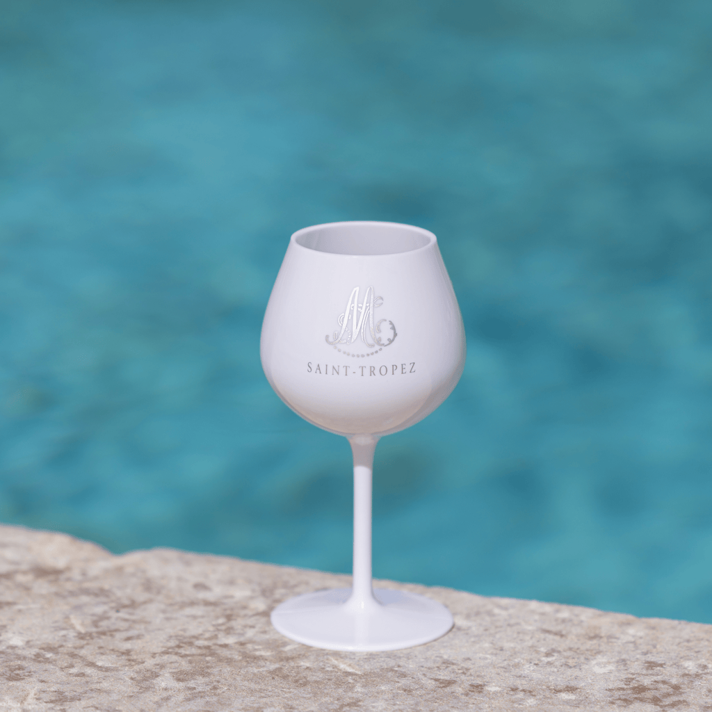 Verre 40cl et 55cl blanc avec logo M Argent - Marinette Saint - Tropez