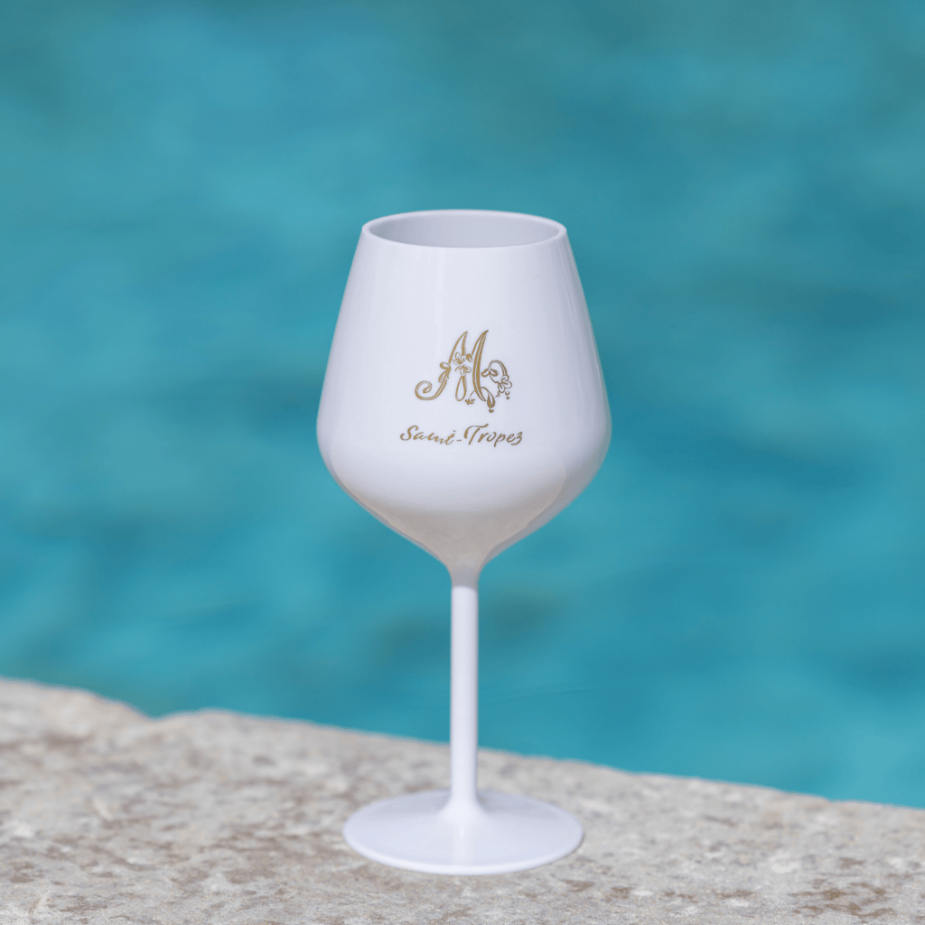 Verre 40cl et 55cl blanc avec logo M gold - Marinette Saint - Tropez